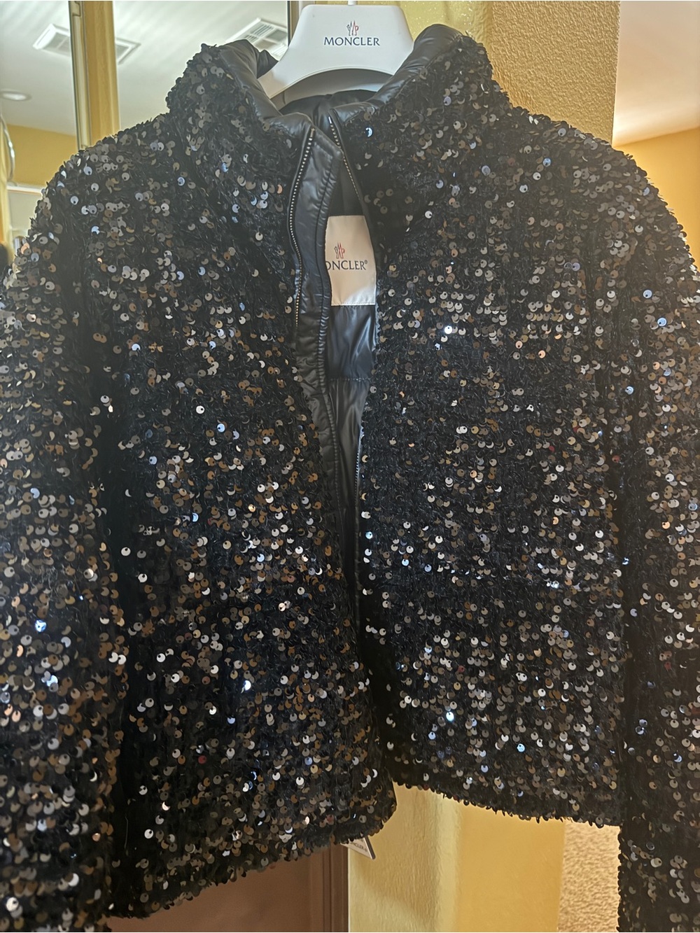 Moncler Black Sequined Teddy Jacket